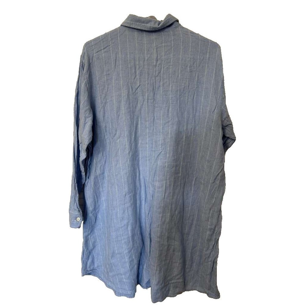 Ralph Lauren Pajamas Top Womens XL Blue Stripes Button Down Long - Picture 4 of 5